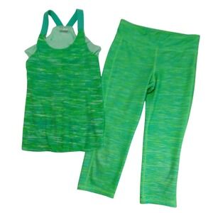 Old Navy Active Go Dry Girls Size Large Green Tank Top‎ Leggings Set Dance Cheer